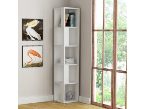 Holz Bücherregal "Piano" - 34 x 34 x 161 cm - Weiß 2