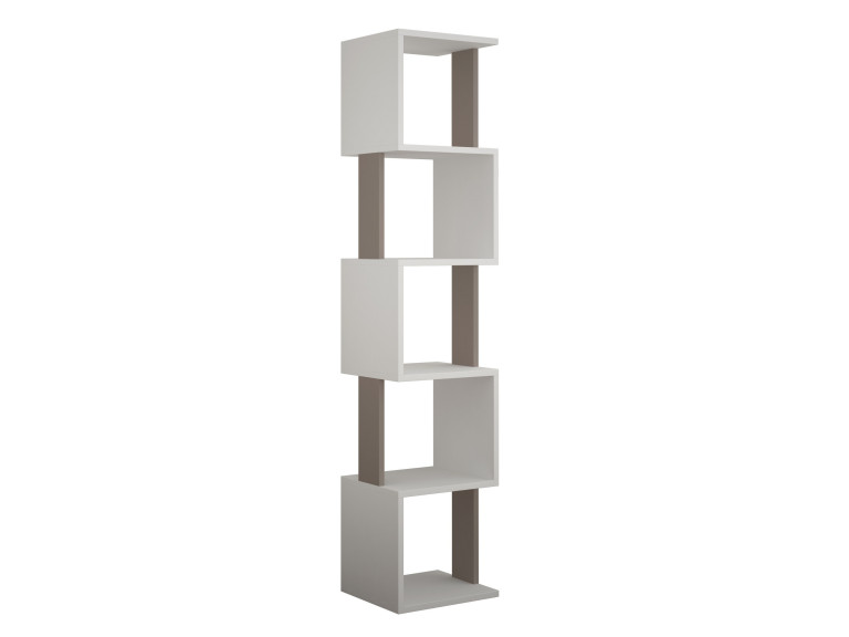 Bücherregal „Piri“ aus Holz  – 35 x 30 x 161 cm – Hellmokka, Weiß
