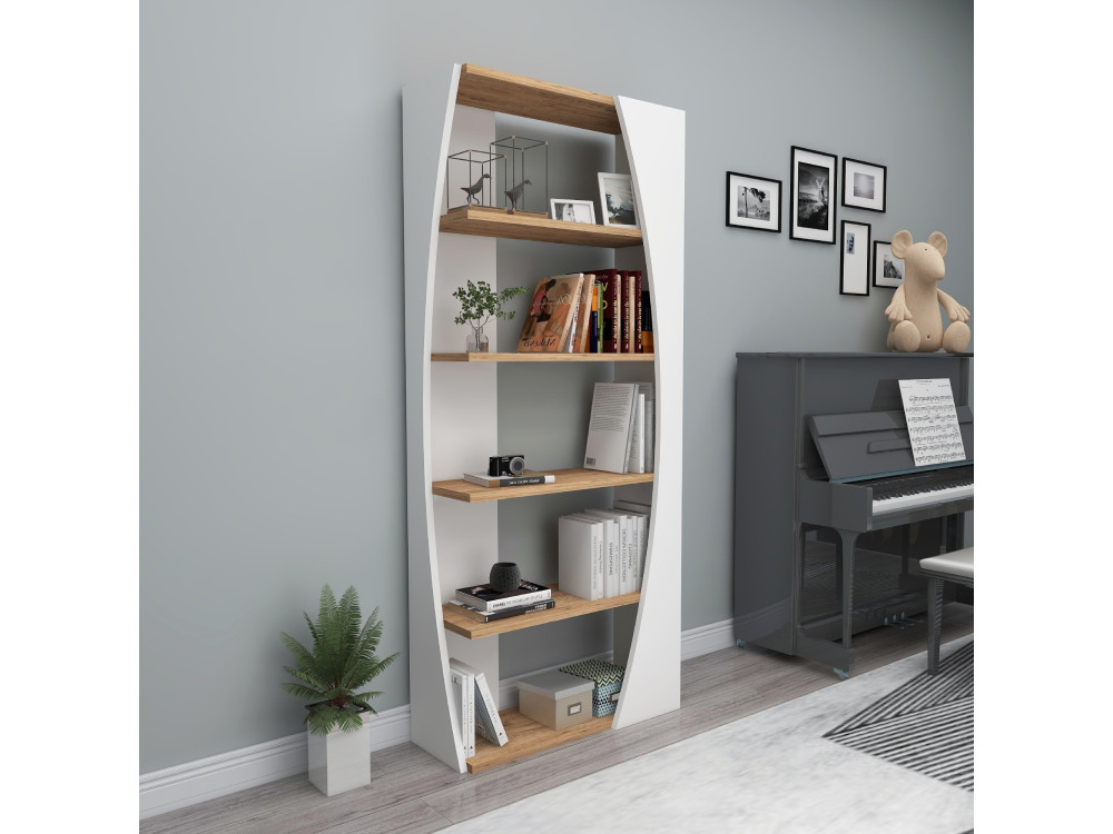 Holz Bücherregal "Selge " - 63 x 23 x 150 cm - atlantische KieferWeiß