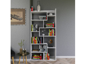 Holz Bücherregal "Kuttap" - 90 x 22 x 182 cm - Weiß 2