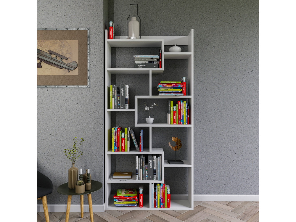 Holz Bücherregal "Kuttap" - 90 x 22 x 182 cm - Weiß