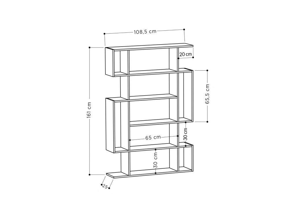 Holz Bücherregal "Mito" 110 x 25,5 x 161 cm - Weiß