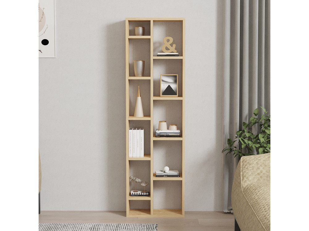 Holz Bücherregal "Tomi" - 45 x 20 x 150 cm - Eiche Saphir