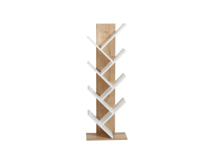 Bücherregal aus Holz "Tuval 066" - 46 x 22 x 129 cm - Eiche, Weiß