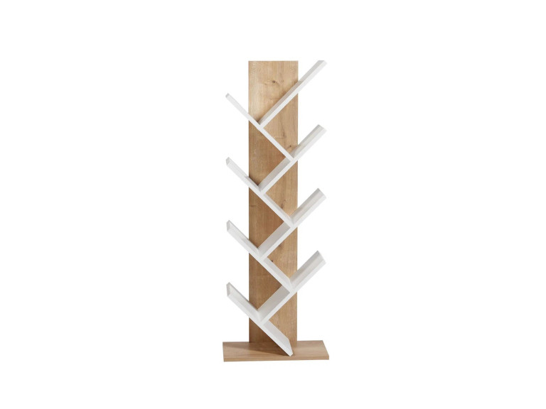 Bücherregal aus Holz "Tuval 066" - 46 x 22 x 129 cm - Eiche, Weiß