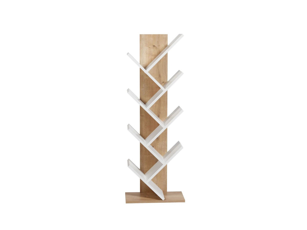 Bücherregal aus Holz "Tuval 066" - 46 x 22 x 129 cm - Eiche, Weiß