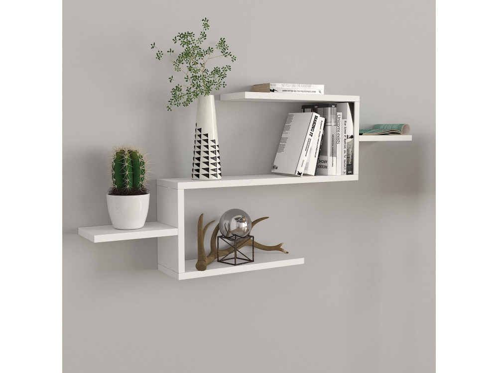 Holz Bücherregal "Twist" - 104 x 14 x 49 cm - Weiß