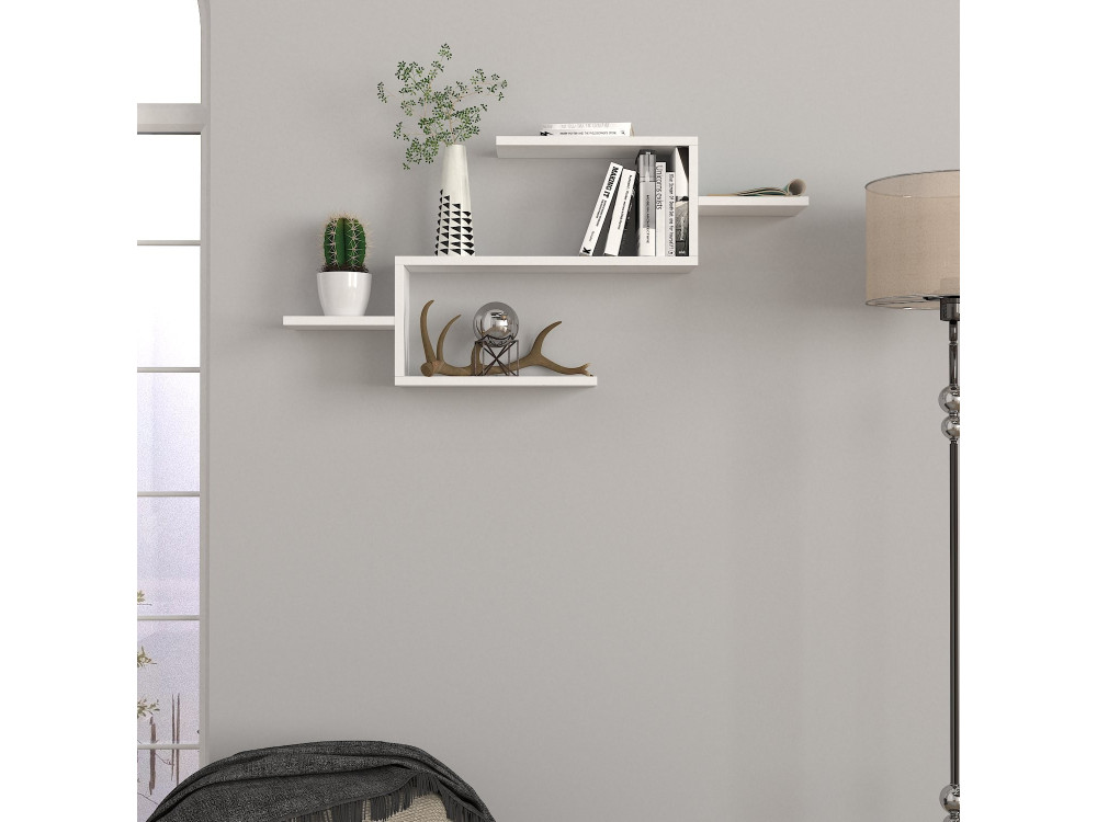 Holz Bücherregal "Twist" - 104 x 14 x 49 cm - Weiß