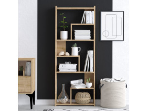 Holz Bücherregal "Megg" - 60 x 15 x 150 cm - Eiche 2