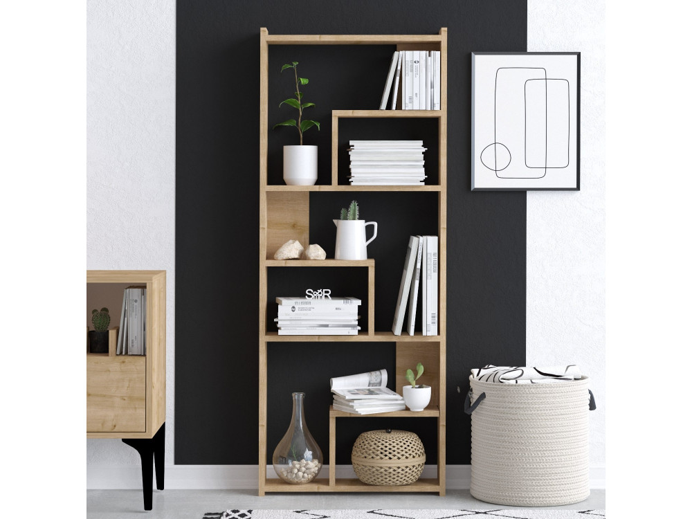Holz Bücherregal "Megg" - 60 x 15 x 150 cm - Eiche