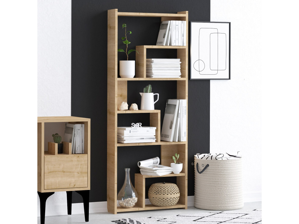 Holz Bücherregal "Megg" - 60 x 15 x 150 cm - Eiche
