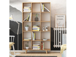 Holz Bücherregal "Zipa" 100 x 25 x 184 cm - Eiche 2