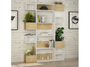 Holz Bücherregal "Niho" 120 x 27 x 171 cm - Weiß 2