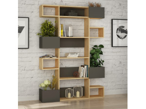 Holz Bücherregal "Niho" 120 x 27 x 171 cm - Eiche 2