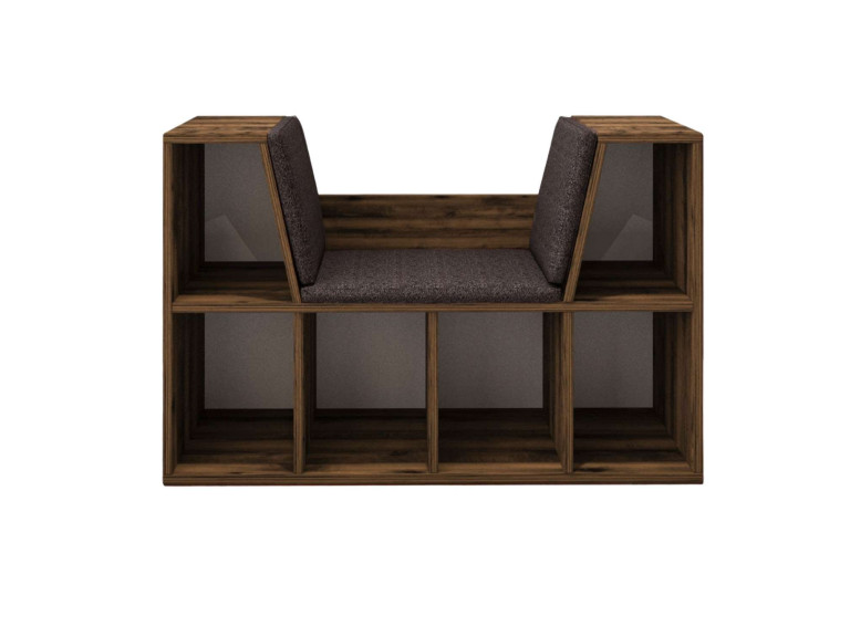 Bücherregal mit Holzsitz "Livora" - 103 x 30 x 63 cm - Braun