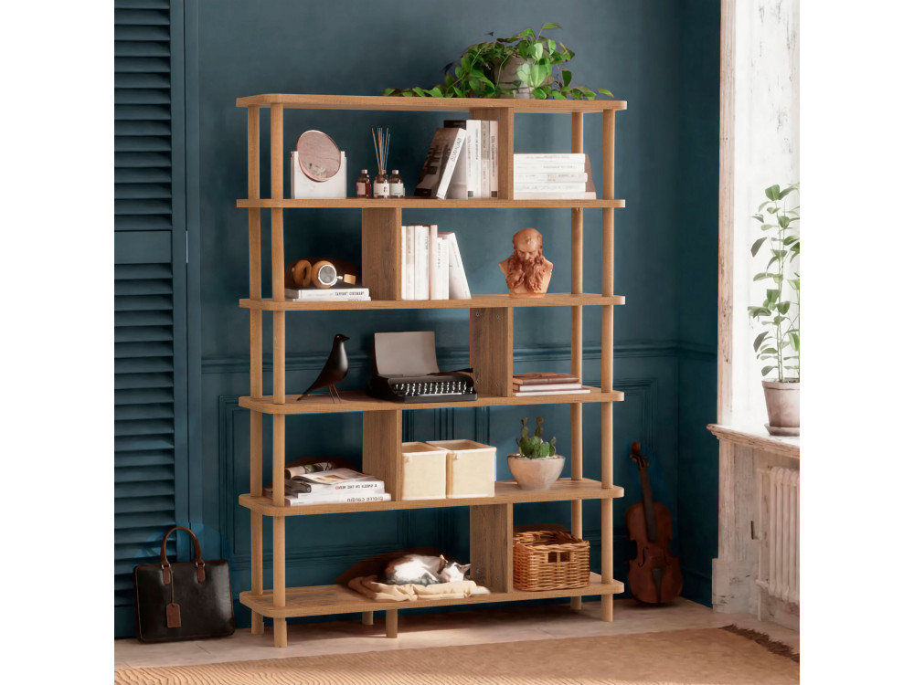 Holz Bücherregal "Meta" - 120 x 28 x 168 cm - Braun