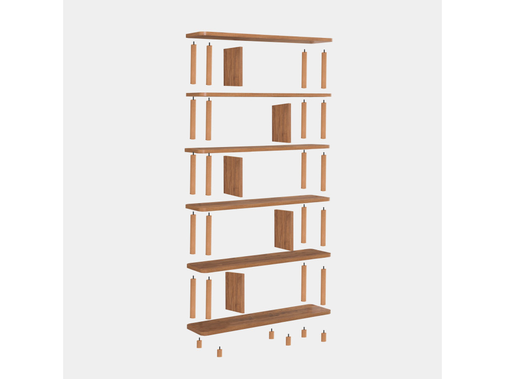Holz Bücherregal "Meta" - 120 x 28 x 168 cm - Braun