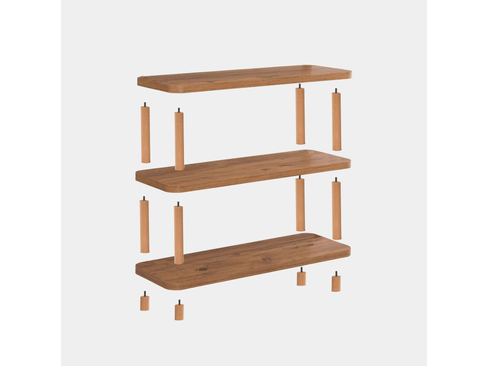 Holz Bücherregal "Step" - 80 x 28 x 75 cm - Braun
