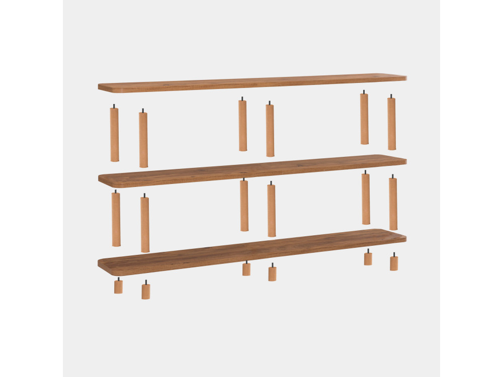 Holz Bücherregal "Zen" - 180 x 35 x 75 cm - Braun