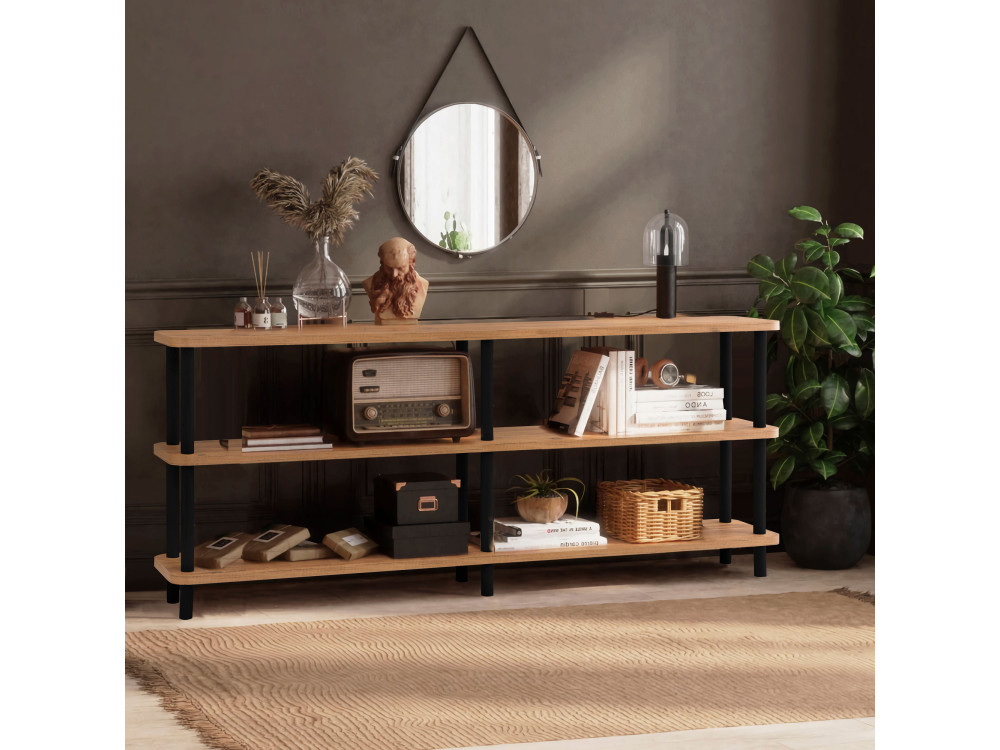 Holz Bücherregal "Zen" - 180 x 35 x 75 cm - Schwarz