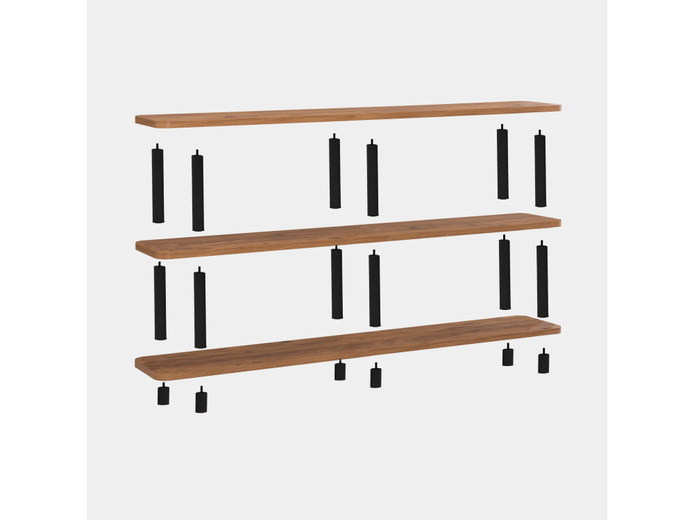 Holz Bücherregal "Zen" - 180 x 35 x 75 cm - Schwarz