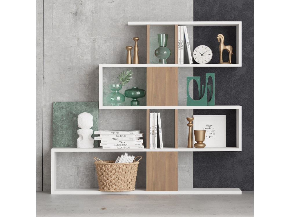 Bücherregal aus Holz "Karlin" - 120 x 20 x 109 cm - Weiß