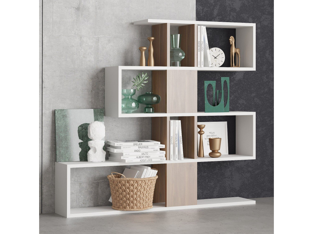 Bücherregal aus Holz "Karlin" - 120 x 20 x 109 cm - Weiß