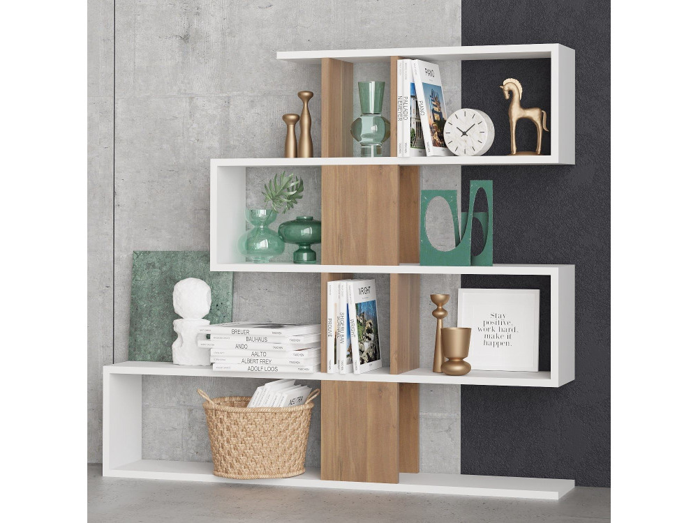 Bücherregal aus Holz "Karlin" - 120 x 20 x 109 cm - Weiß