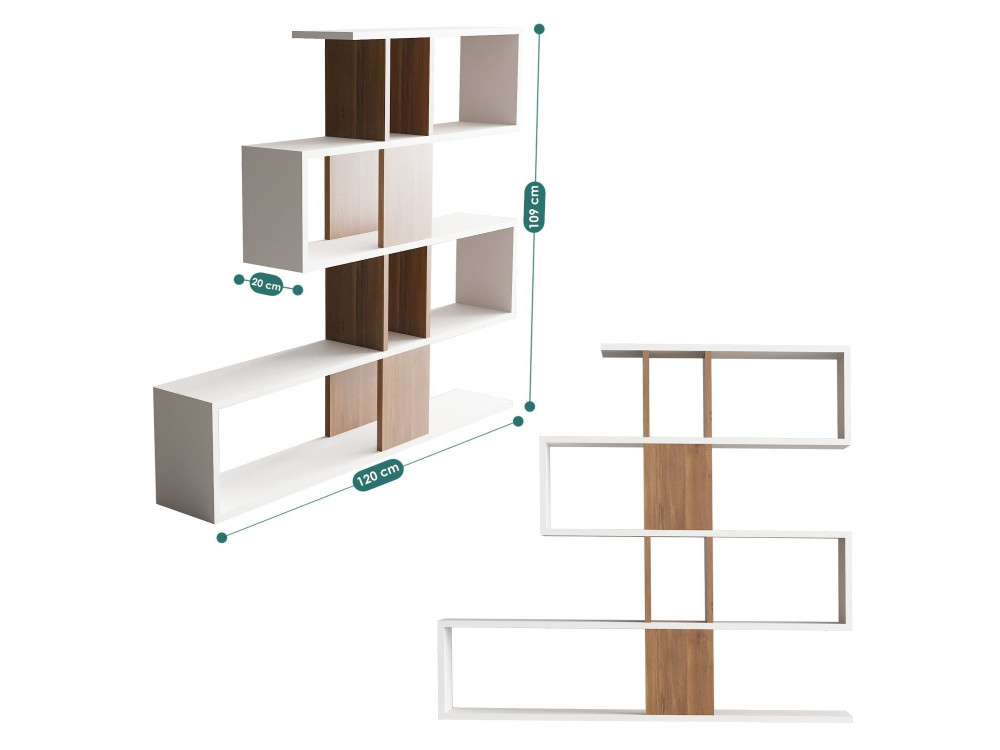 Bücherregal aus Holz "Karlin" - 120 x 20 x 109 cm - Weiß