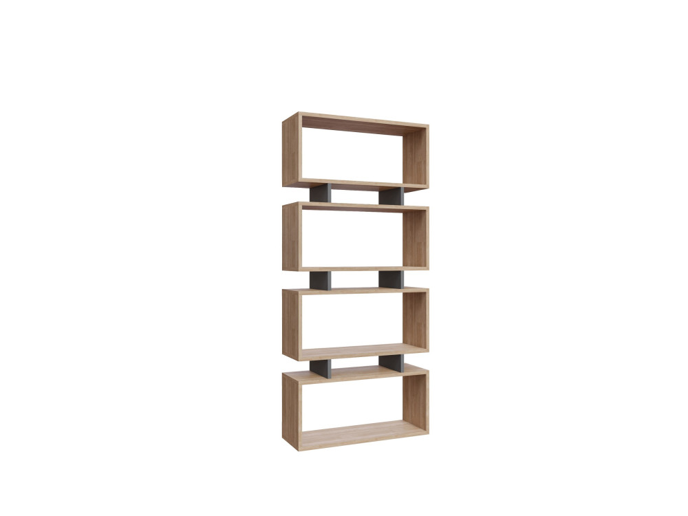 Holz Bücherregal "Langdon" - 72 x 25 x 161 cm - Anthrazitgrau