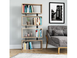 Holz Bücherregal "Langdon" - 72 x 25 x 161 cm - Anthrazitgrau 2