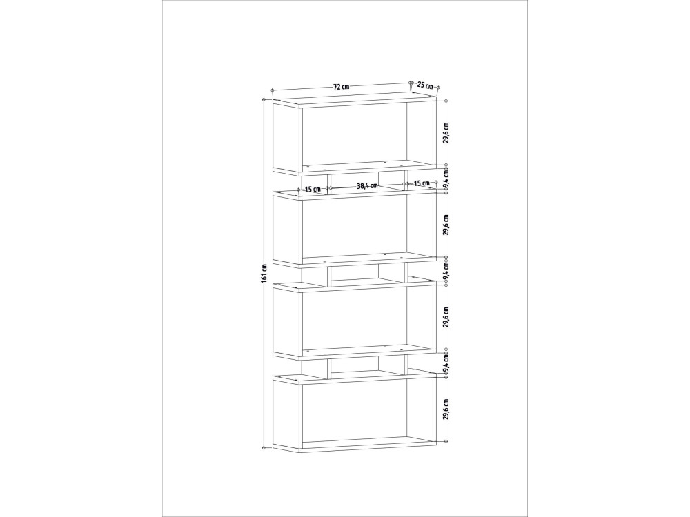 Bücherregal aus Holz "Langdon" - 72 x 25 x 161 cm - Beige