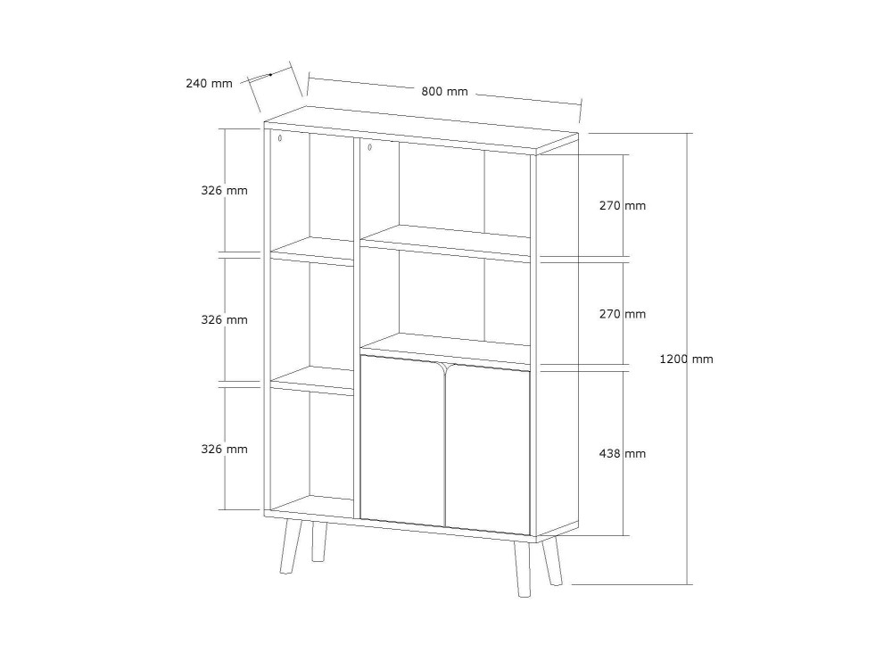 Holz Bücherregal "Lumo" - 80 x 24 x 120 cm - Weiß