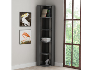 Holz Bücherregal "Nati" - 32 x 32 x 161 cm - Anthrazitgrau 2