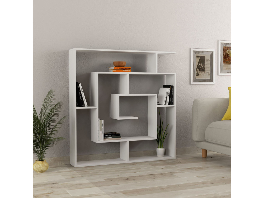 Holz Bücherregal "Labirent" - 125 x 22 x 129 cm - Weiß