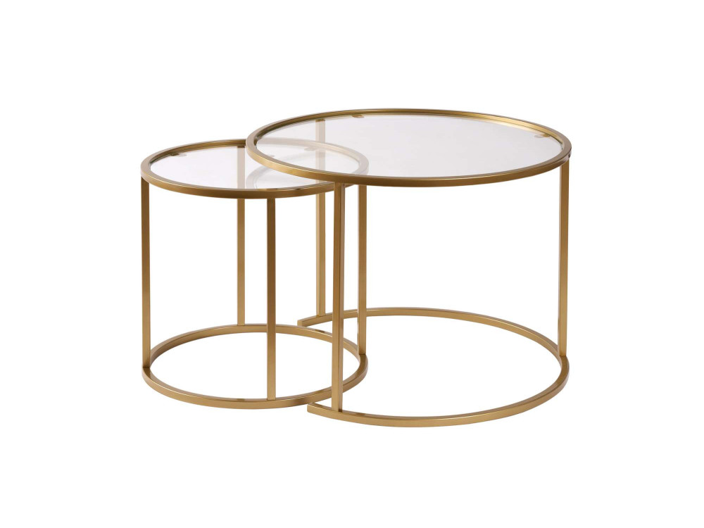 2er-Set Couchtische aus Metall "Aurum" - 60 x 60 x 43 cm - Transparent Gold
