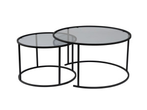 2er-Set Couchtische aus Metall "Aurum" - 80 x 80 x 43 cm - Schwarz Grau