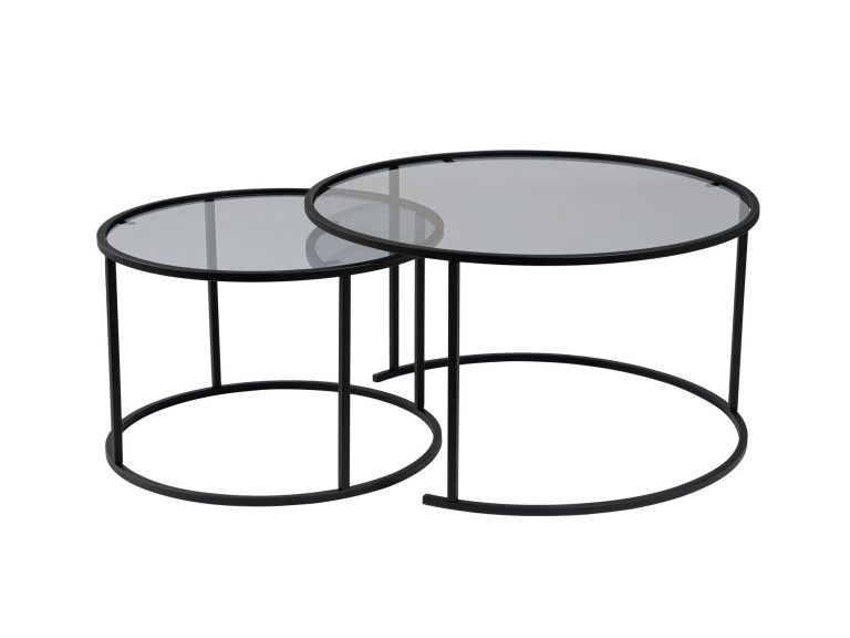2er-Set Couchtische aus Metall "Aurum" - 80 x 80 x 43 cm - Schwarz Grau