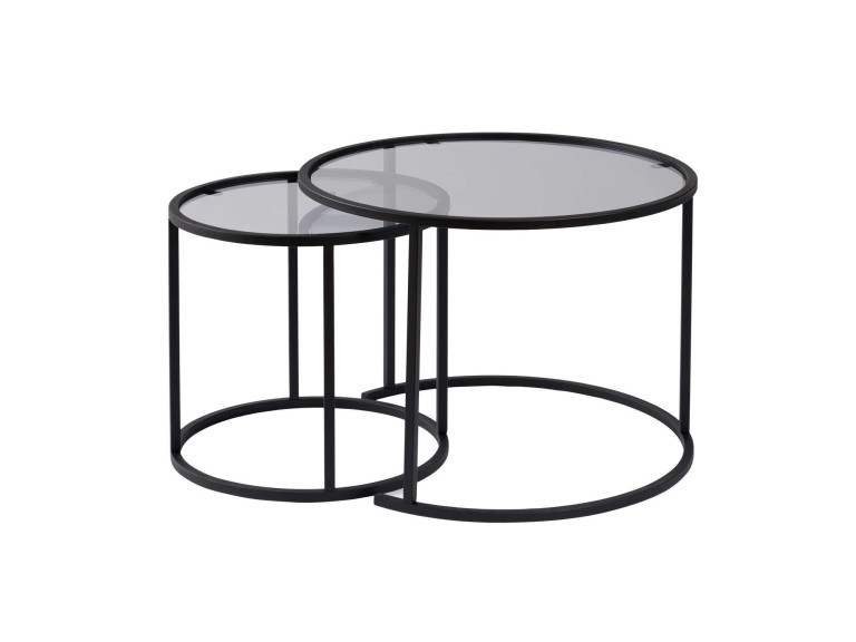 2er-Set Couchtische aus Metall "Aurum" - 60 x 60 x 43 cm - Schwarz Grau