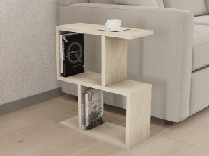 Beistelltisch „Zet“ aus Holz – 45 x 17 x 51 cm – Travertin 2