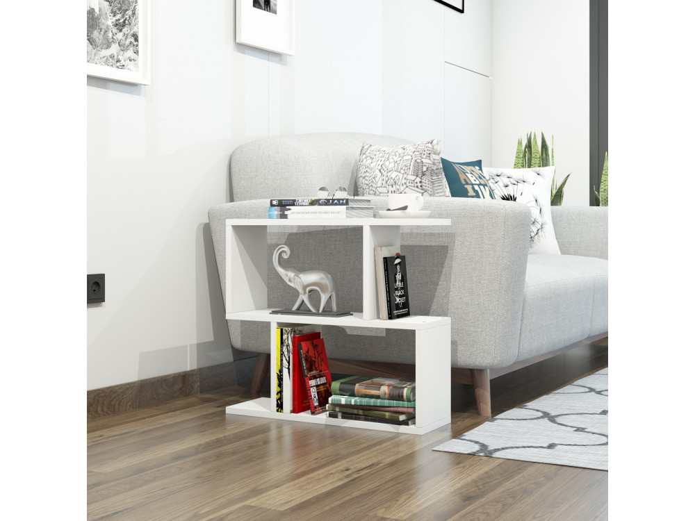 Beistelltisch aus Holz "Lale" - 60 x 20 x 55 cm - Weiß