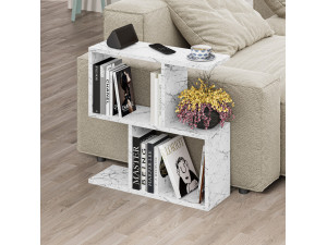 Couchtisch aus Holz "Homemania" 60 x 20 x 60 cm - Carrara Marmor 2