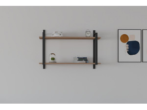Wandregal aus Holz "Abat" - 90 x 22 x 60 cm - Walnussholz 2