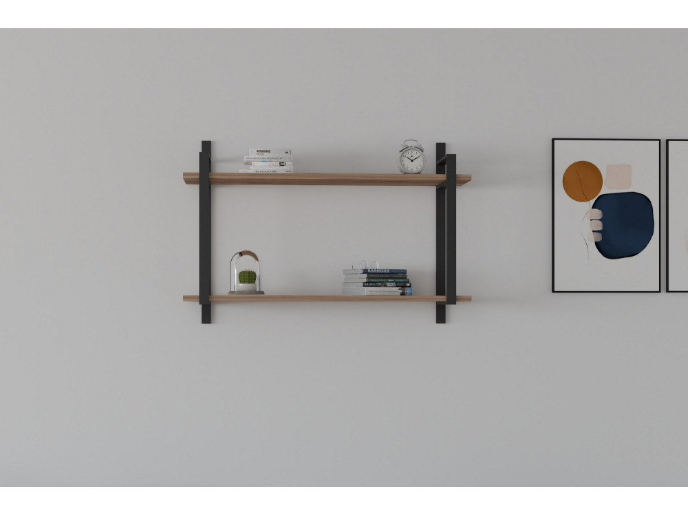 Wandregal aus Holz "Abat" - 90 x 22 x 60 cm - Walnussholz