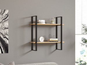 Wandregal aus Holz "Buba" - 70 x 22 x 70 cm - Braun 2