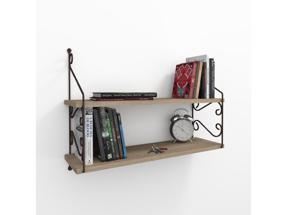 Wandregal aus Holz "Seramoni" - 72 x 22 x 51 cm - Taupe