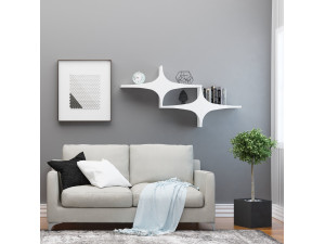 Wandregal aus Holz "Susen" - 135 x 20 x 69 cm - Weiß 2