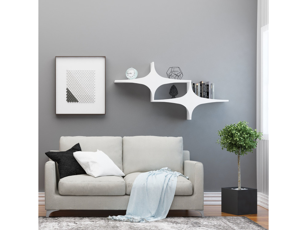 Wandregal aus Holz "Susen" - 135 x 20 x 69 cm - Weiß
