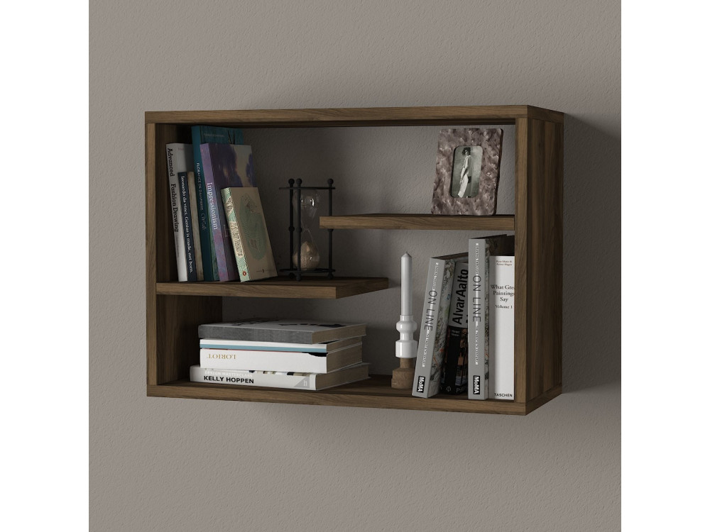 Wandregal aus Holz "Tino" - 60 x 19 x 44 cm - Walnussholz