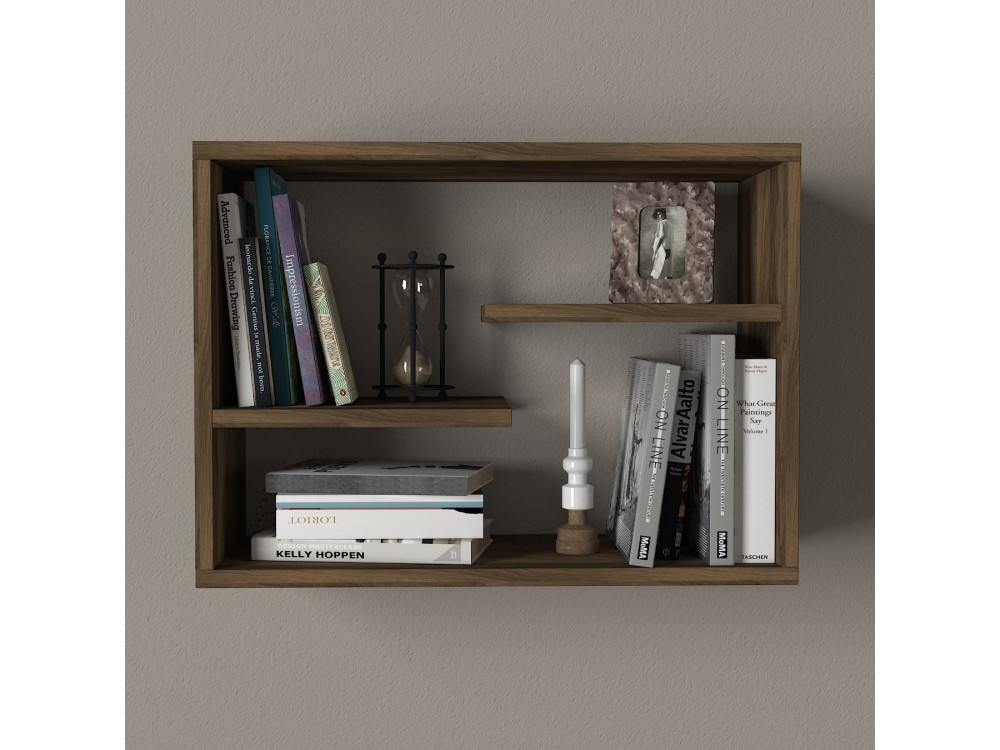 Wandregal aus Holz "Tino" - 60 x 19 x 44 cm - Walnussholz